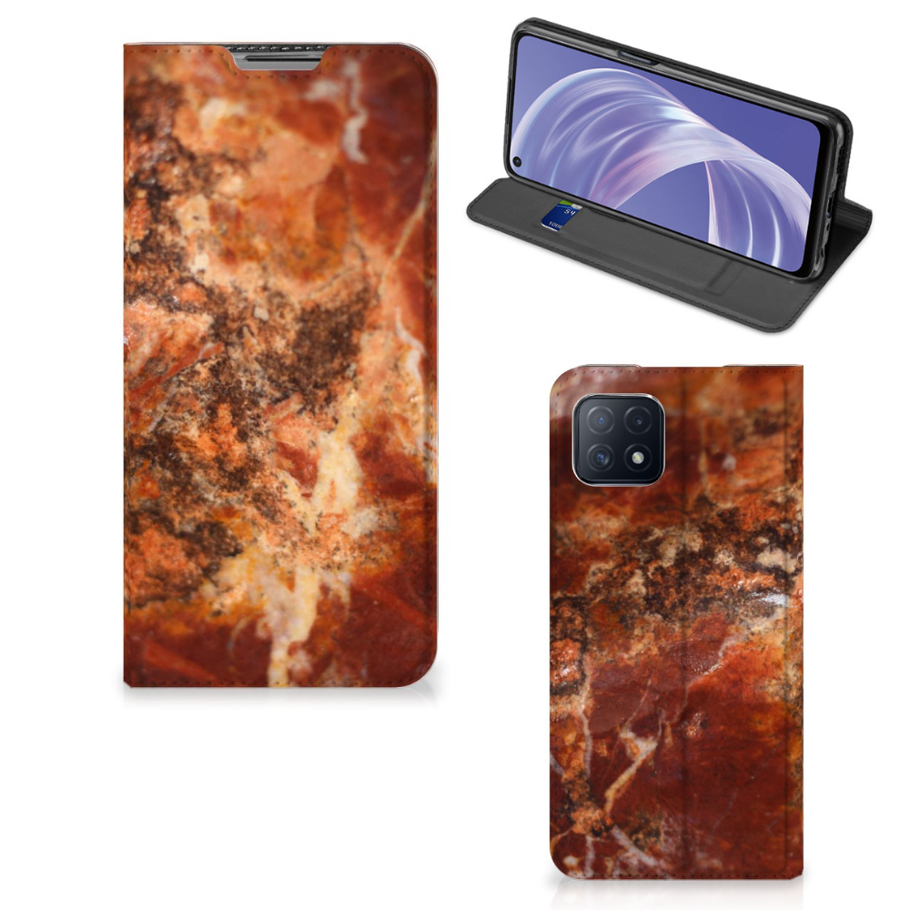 OPPO A73 5G Standcase Marmer Bruin - B2C Telecom