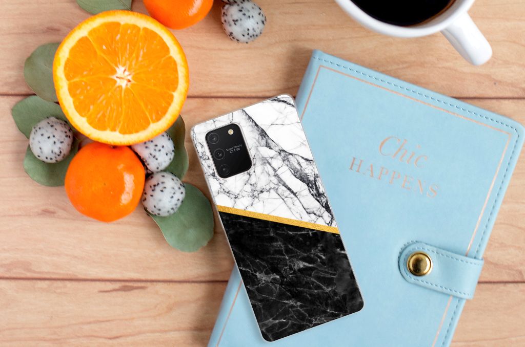 Samsung Galaxy S10 Lite TPU Siliconen Hoesje Marmer Wit Zwart - Origineel Cadeau Man B2C Telecom