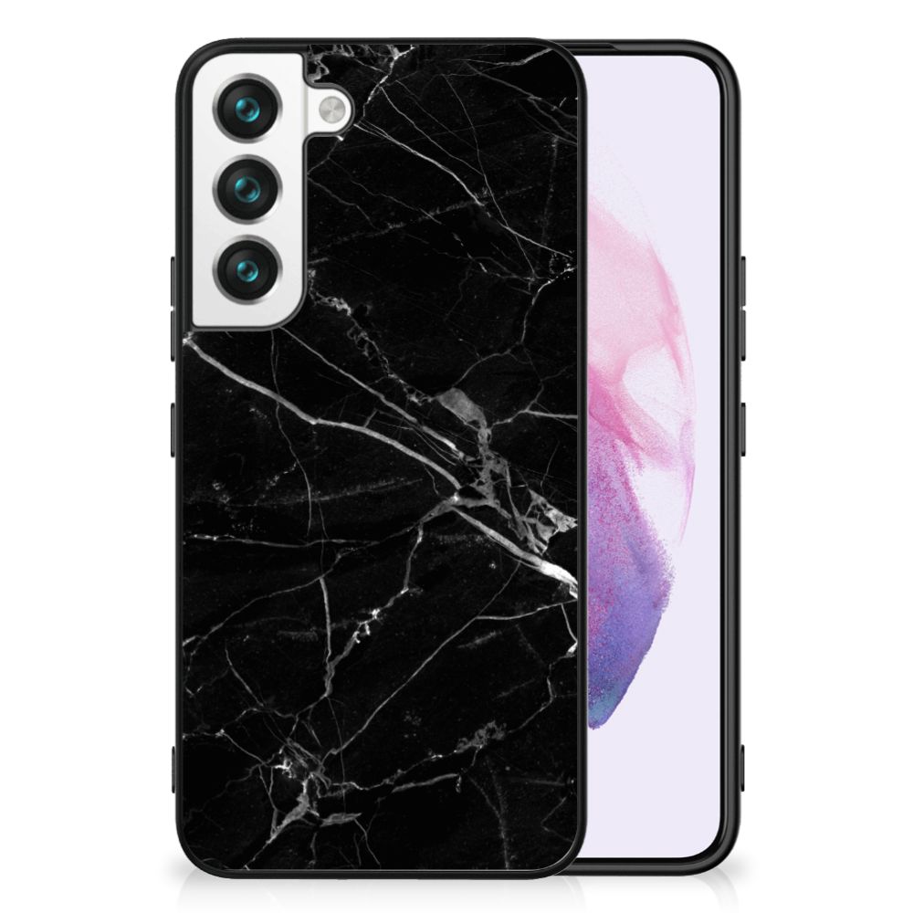 Samsung Galaxy S22 Marmeren Print Telefoonhoesje Marmer Zwart - Origineel Cadeau Vader