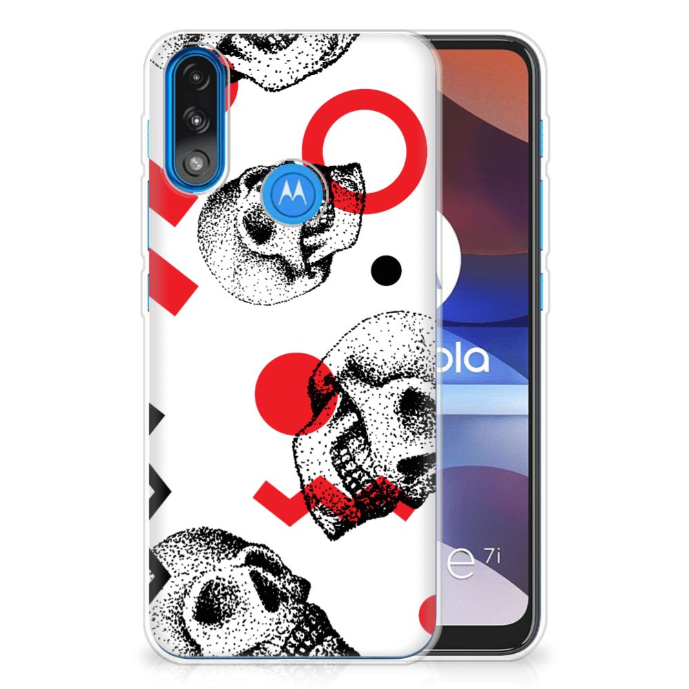 Silicone Back Case Motorola Moto E7/E7i Power Skull Red