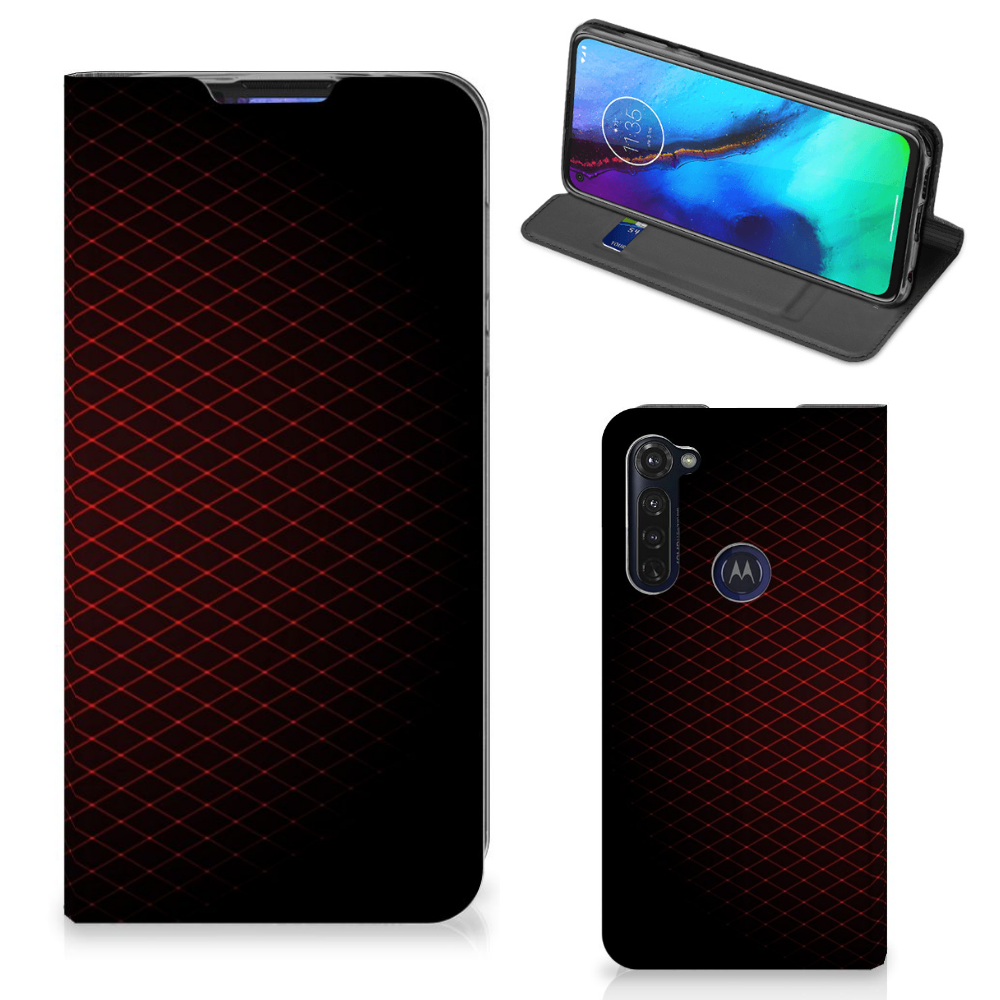 Motorola Moto G Pro Hoesje met Magneet Geruit Rood - B2C Telecom
