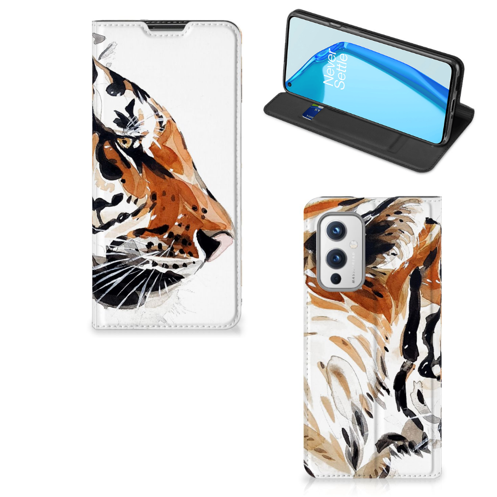 Bookcase OnePlus 9 Watercolor Tiger - B2C Telecom