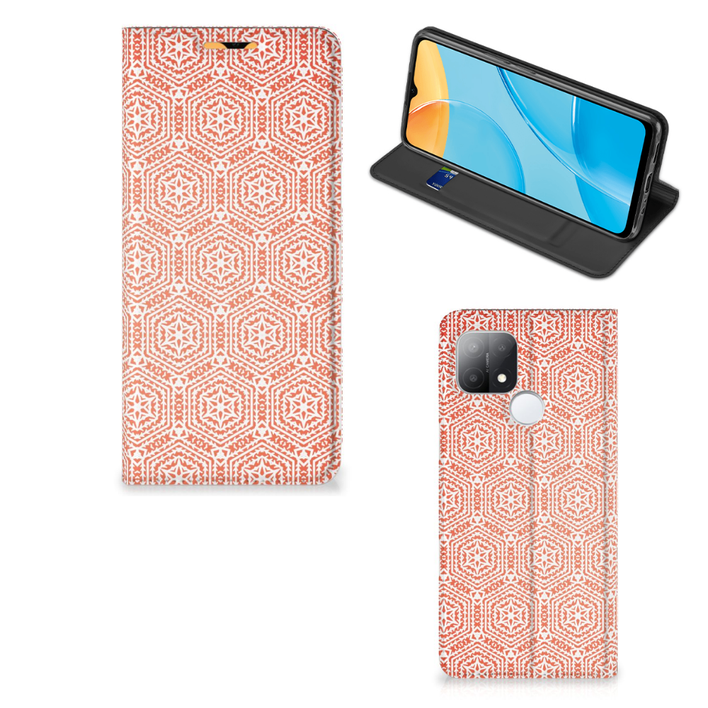 OPPO A15 Hoesje met Magneet Pattern Orange - B2C Telecom