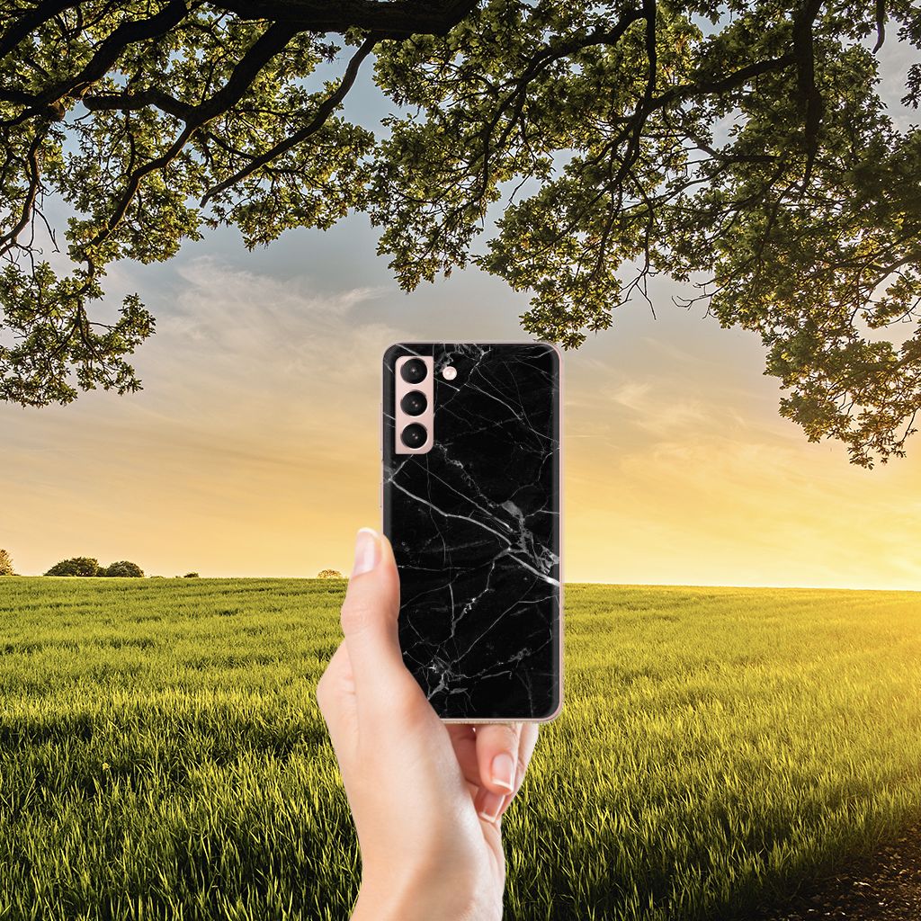 Samsung Galaxy S21 TPU Siliconen Hoesje Marmer Zwart - Origineel Cadeau Vader B2C Telecom