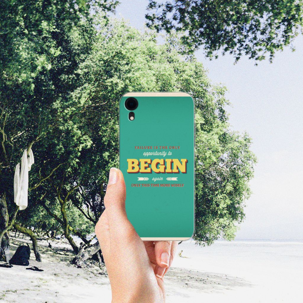Apple iPhone Xr Siliconen hoesje met naam Quote Begin