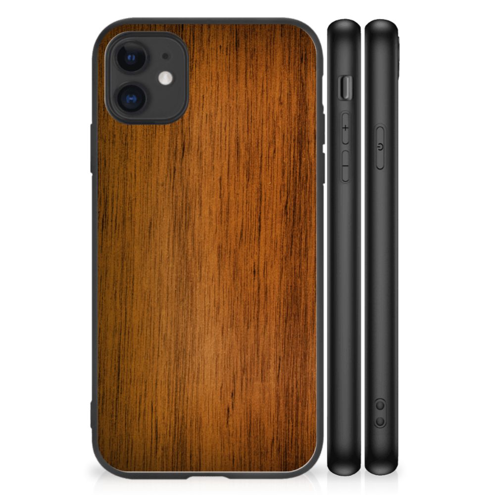 iPhone 11 Houten Print Telefoonhoesje Donker Hout B2C Telecom