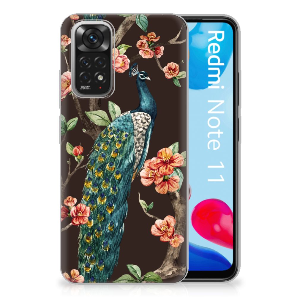 Xiaomi Redmi 10 | Redmi Note 11 4G TPU Hoesje Pauw met Bloemen B2C Telecom