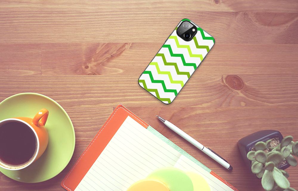 Apple iPhone 13 | iPhone 14 Back Case Zigzag Groen B2C Telecom