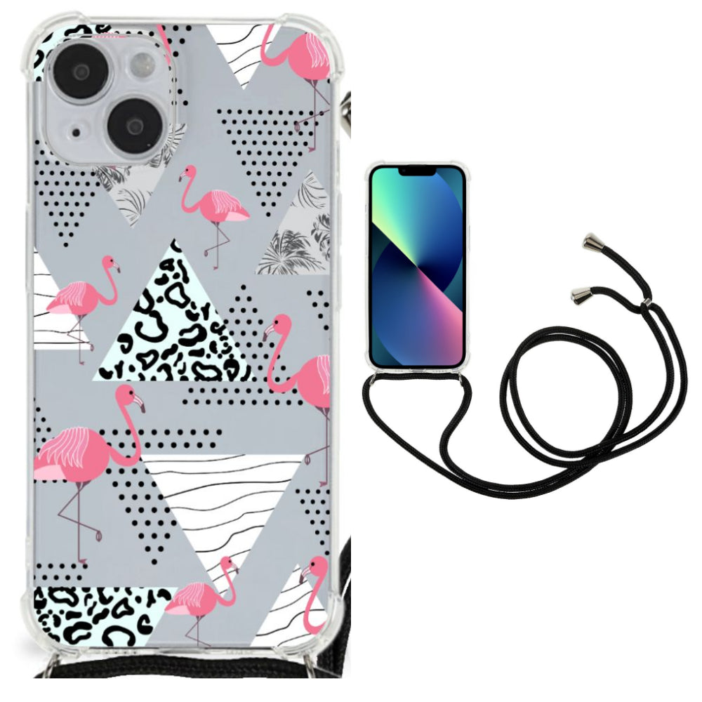 iPhone 14 Plus Case Anti-shock Flamingo Triangle