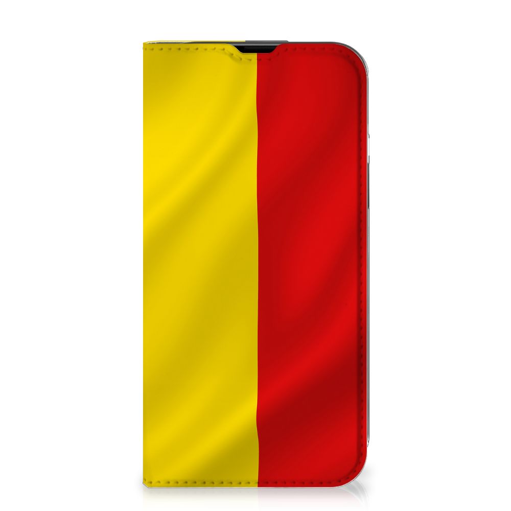 iPhone 14 Standcase Belgische Vlag met de Belgische kleuren, stijlvol en uniek design đ§đĒ.