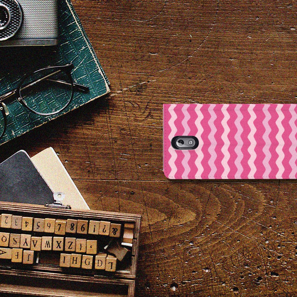 Nokia 3.1 (2018) Hoesje met Magneet Waves Pink