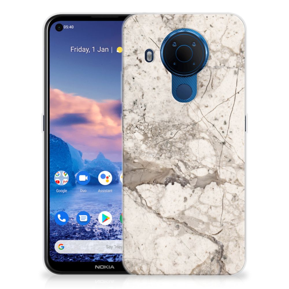 Nokia 5.4 TPU Siliconen Hoesje Marmer Beige