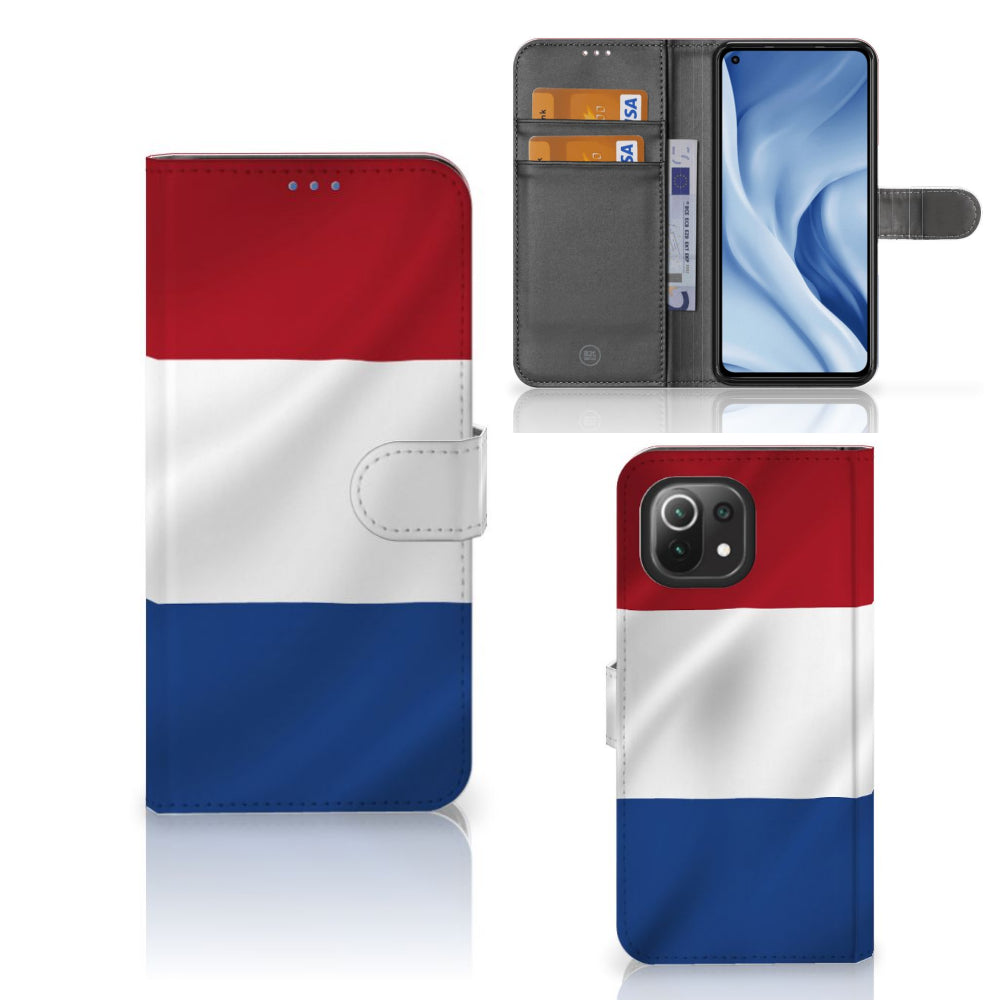 Xiaomi 11 Lite 5G NE | Mi 11 Lite Bookstyle Case Nederlandse Vlag met artistiek ontwerp van de Nederlandse vlag.