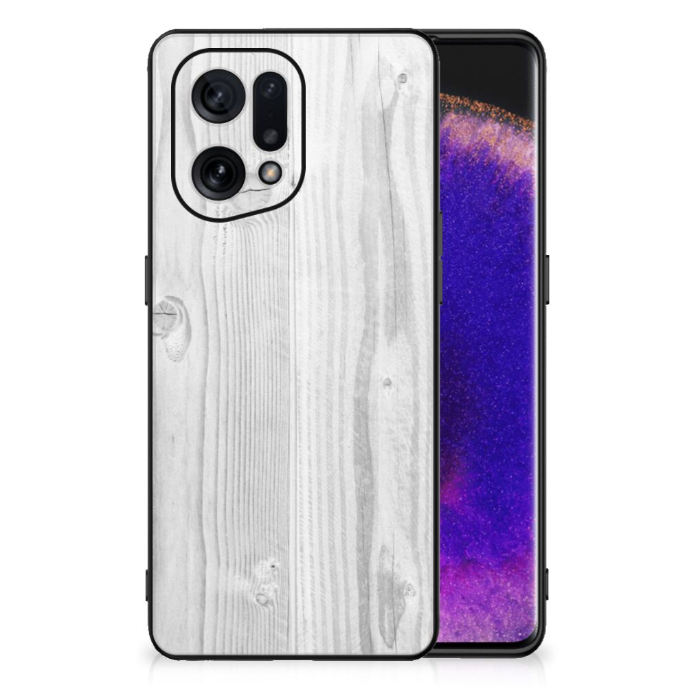 OPPO Find X5 Houten Print Telefoonhoesje White Wood