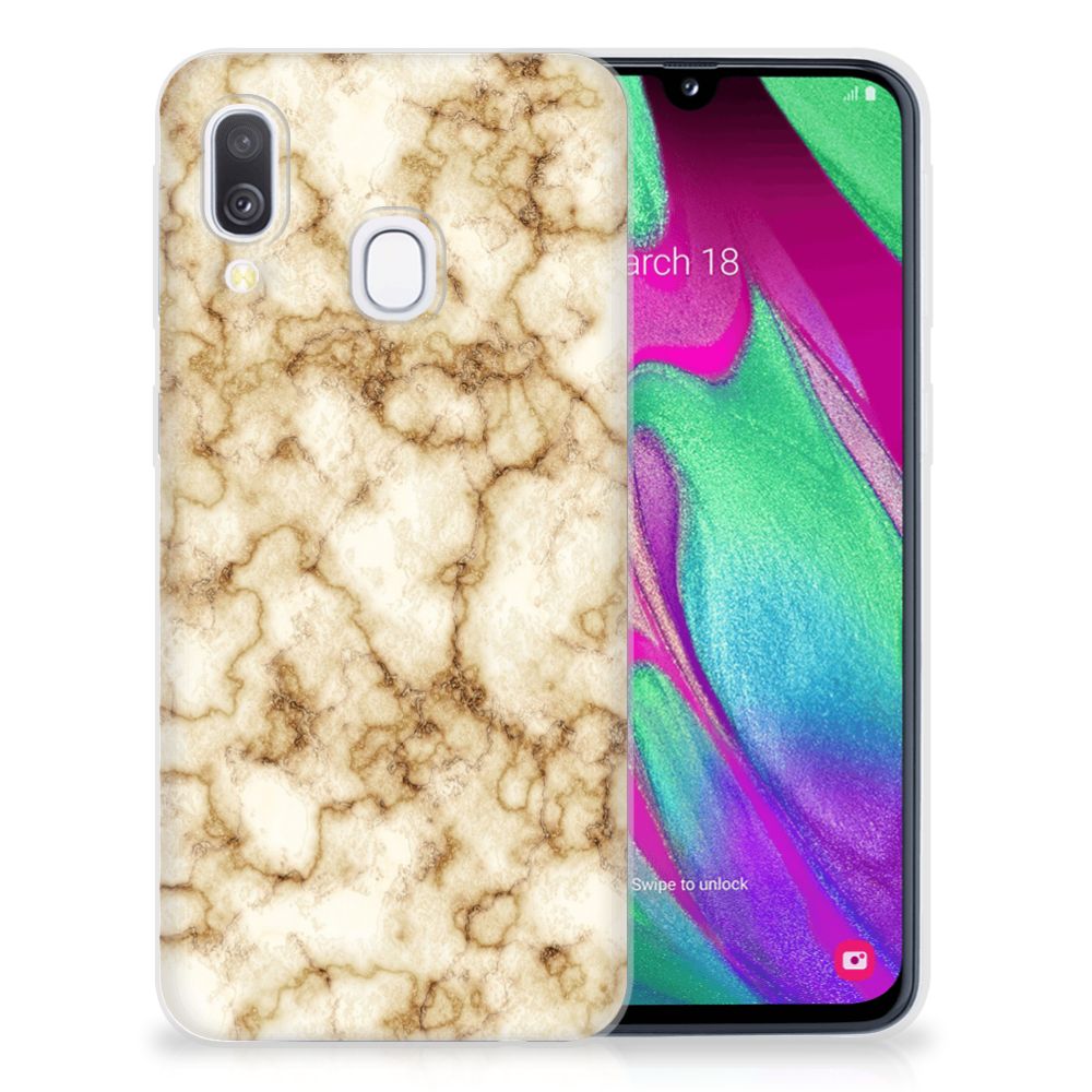 Samsung Galaxy A40 TPU Siliconen Hoesje Marmer Goud