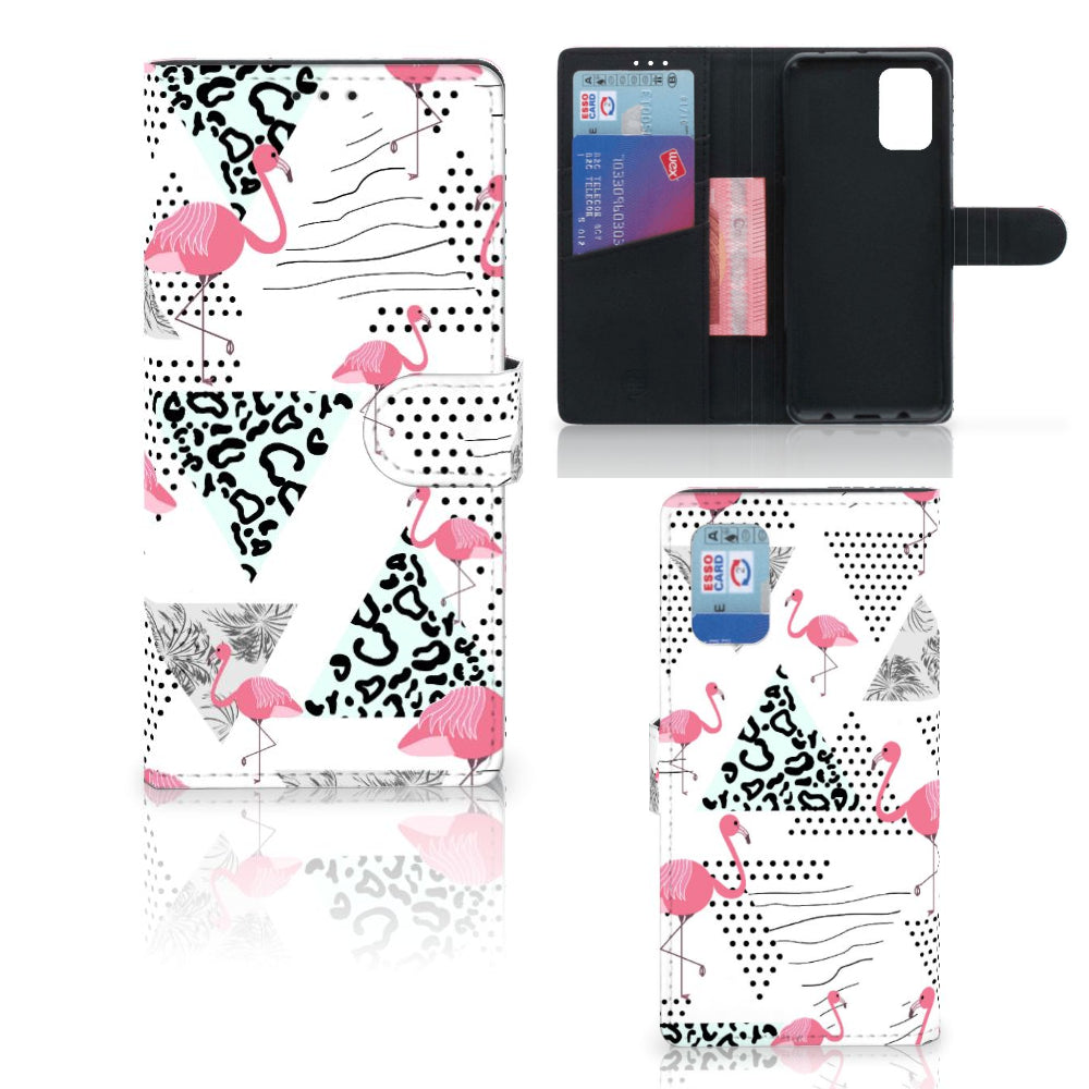 Samsung Galaxy A02s | M02s Telefoonhoesje met Pasjes Flamingo Triangle