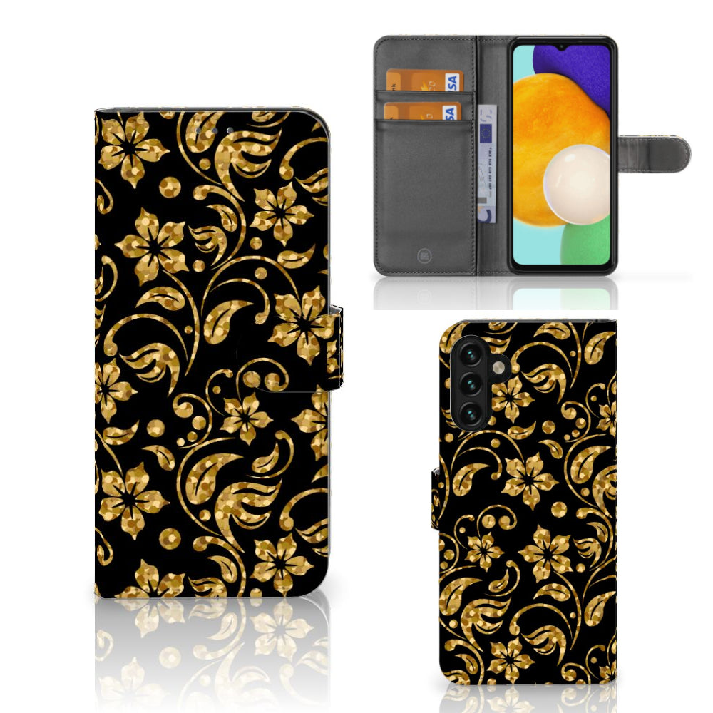 Samsung Galaxy A04s | Samsung Galaxy A13 5G Hoesje Gouden Bloemen