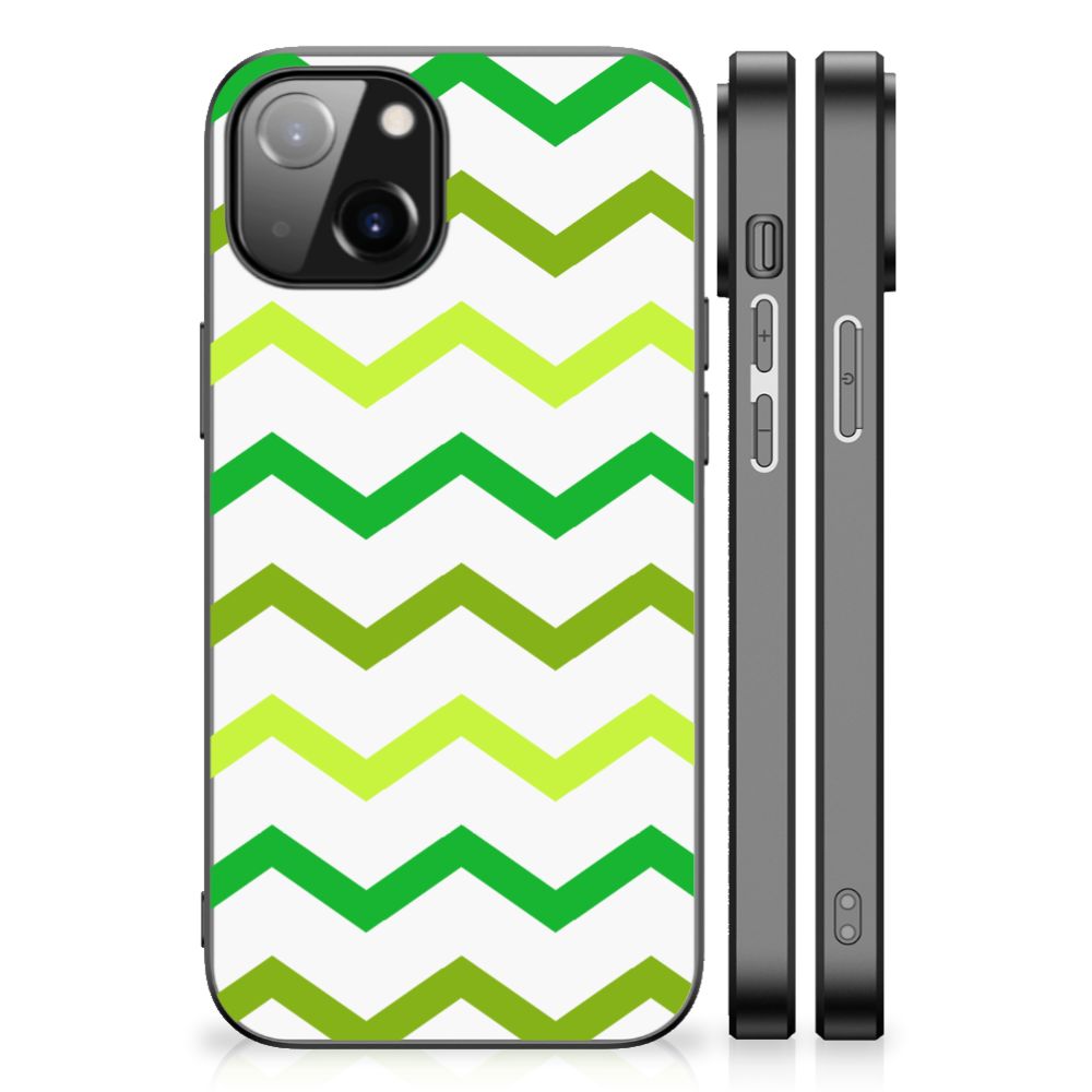 Apple iPhone 13 | iPhone 14 Back Case Zigzag Groen