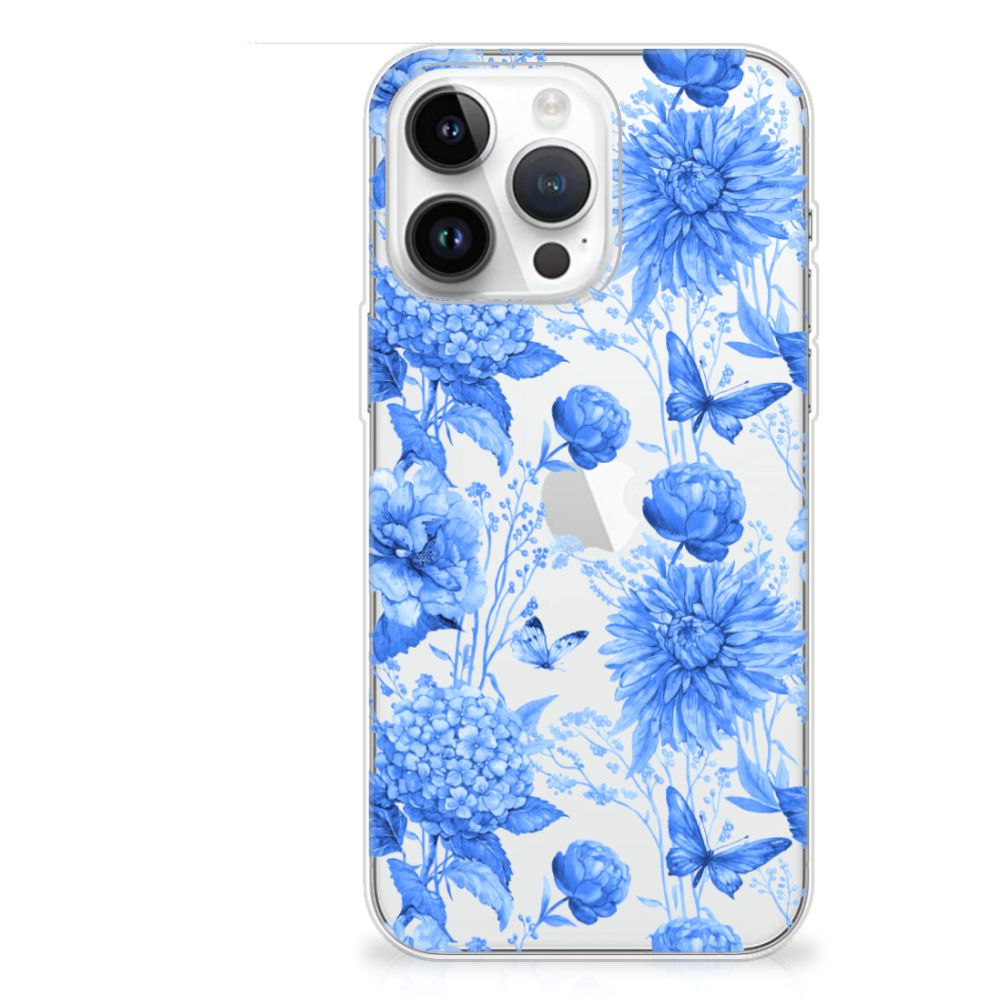 TPU Case voor iPhone 14 Pro Max Flowers Blue