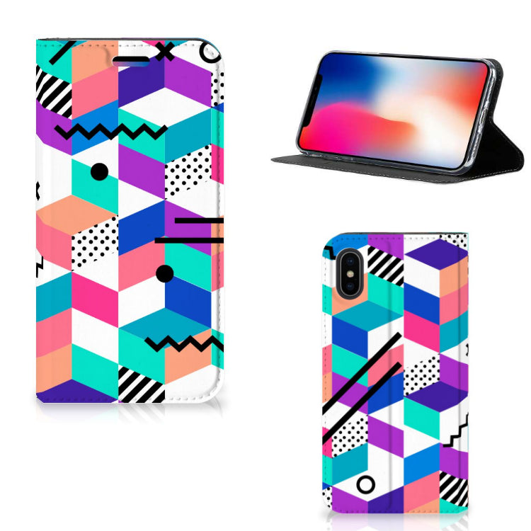 Apple iPhone X | Xs Stand Case Blokken Kleurrijk
