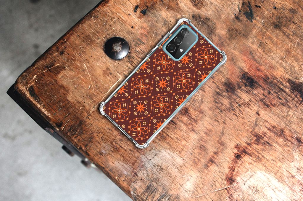 Samsung Galaxy A52 4G/5G Doorzichtige Silicone Hoesje Batik Brown