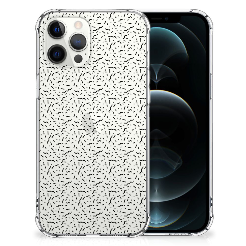 iPhone 12 Pro Max Doorzichtige Silicone Hoesje Stripes Dots B2C Telecom