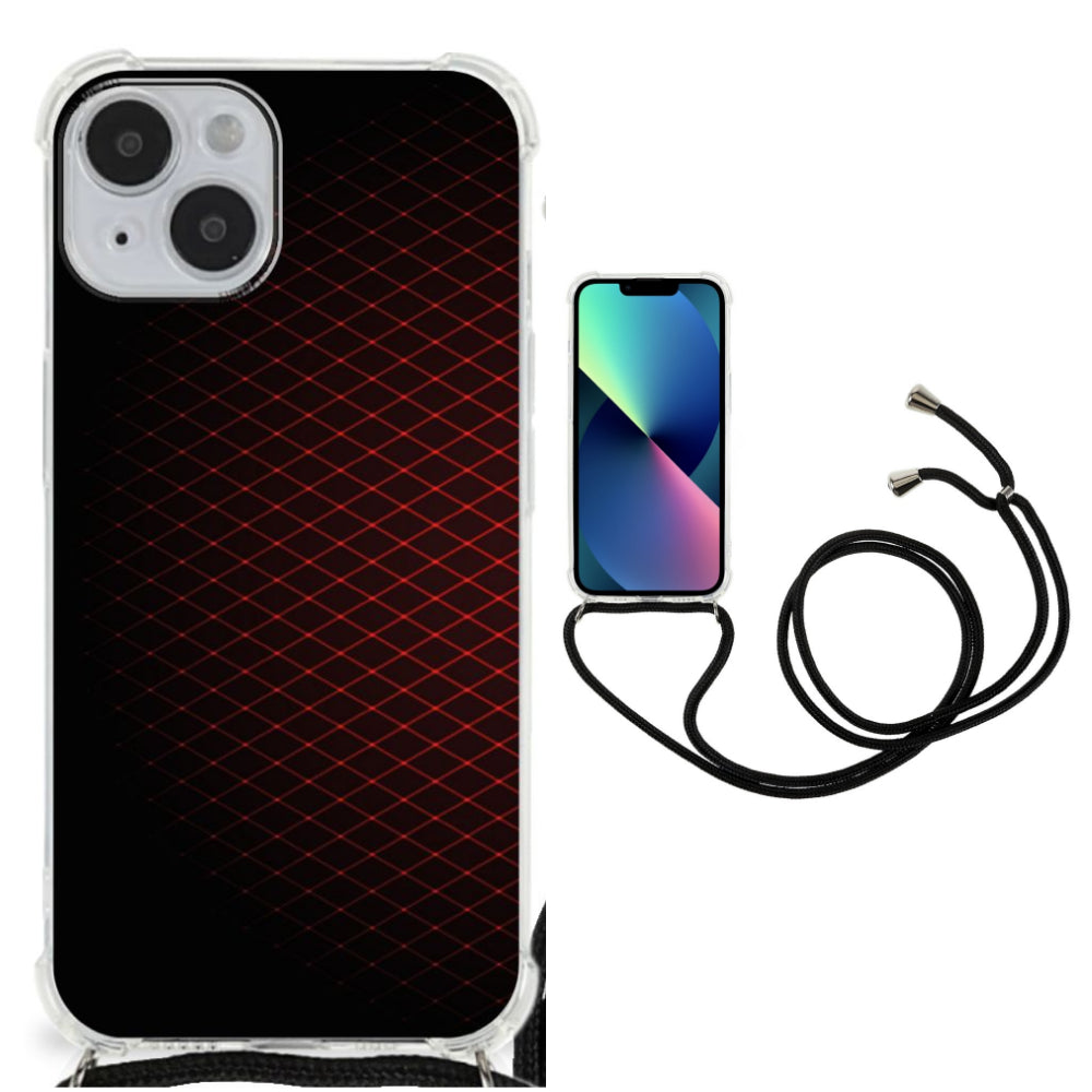 iPhone 14 Doorzichtige Silicone Hoesje Geruit Rood