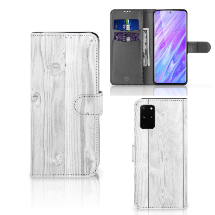 Samsung Galaxy S20 Plus Book Style Case White Wood