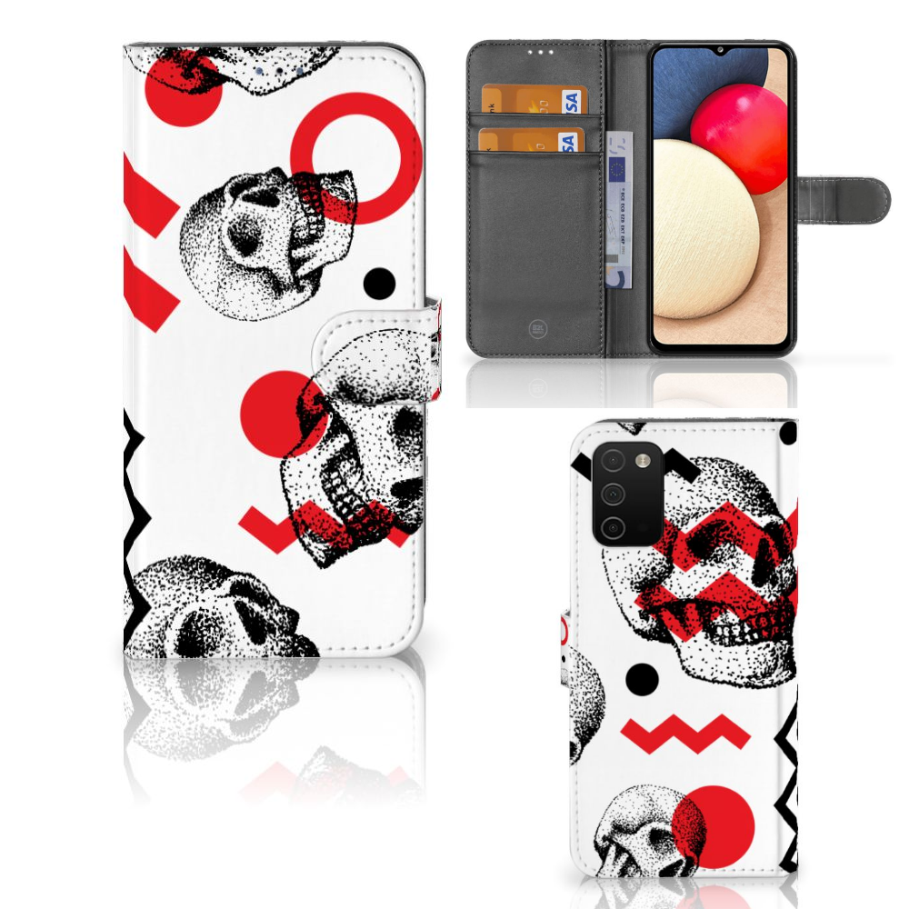 Telefoonhoesje met Naam Samsung Galaxy A03s Skull Red