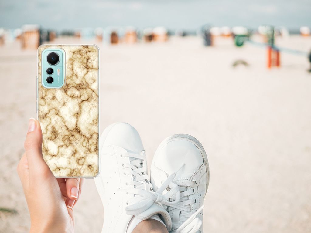 Xiaomi 12 Lite TPU Siliconen Hoesje Marmer Goud B2C Telecom
