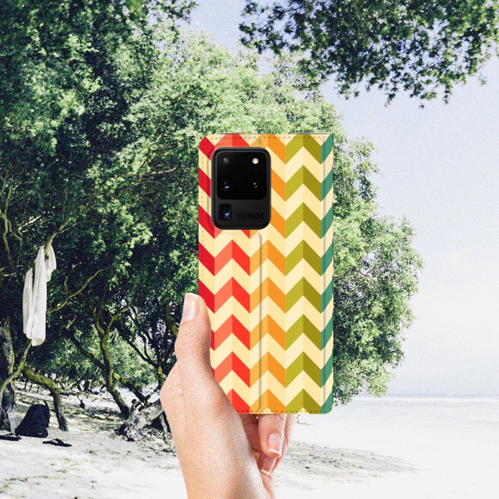 Samsung Galaxy S20 Ultra Hoesje met Magneet Zigzag Multi Color - B2C Telecom