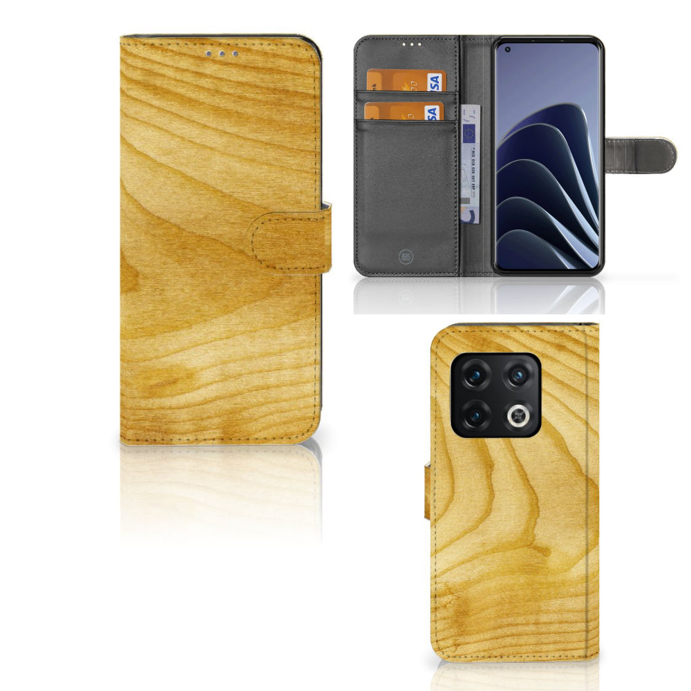OnePlus 10 Pro Book Style Case Licht Hout