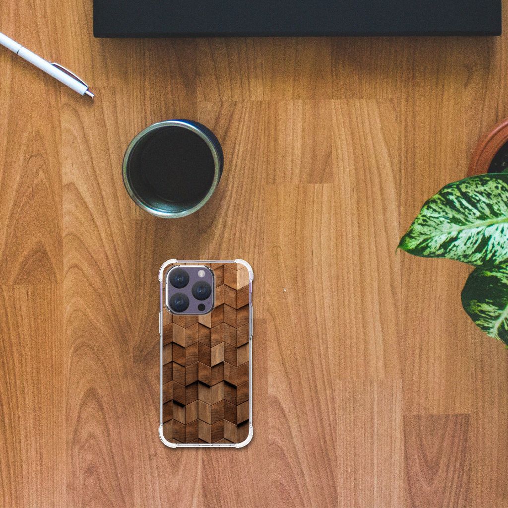 Stevig Telefoonhoesje voor iPhone 15 Pro Wooden Cubes B2C Telecom