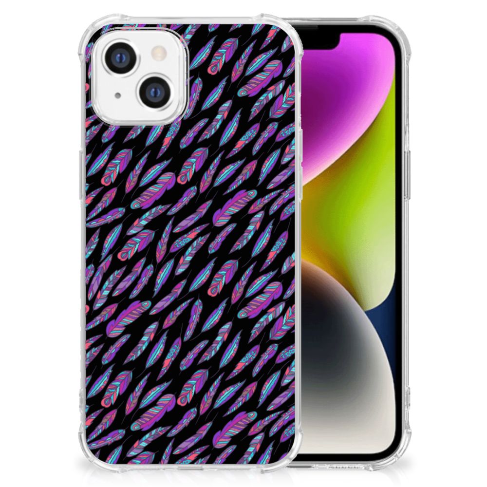iPhone 14 Doorzichtige Silicone Hoesje Feathers Color