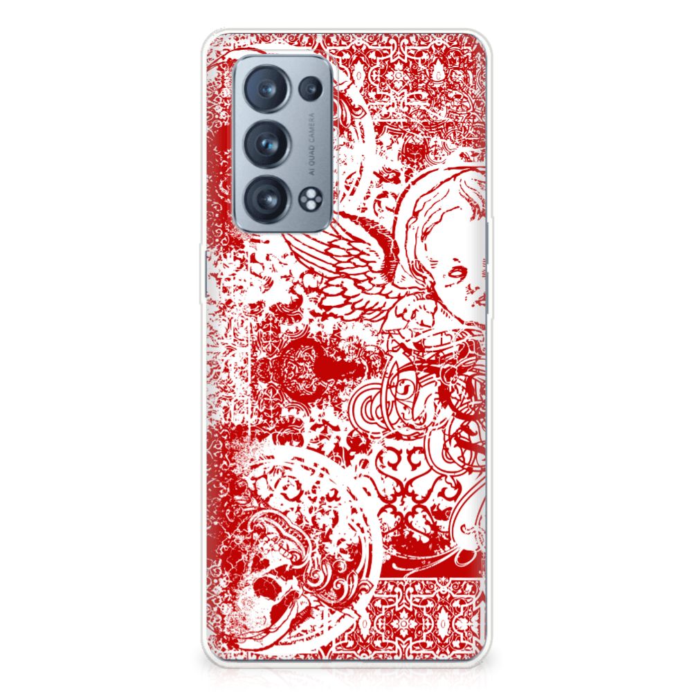 Silicone Back Case OPPO Reno 6 Pro Plus 5G Angel Skull Rood