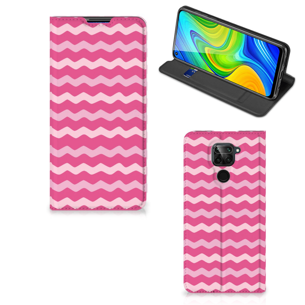 Xiaomi Redmi Note 9 Hoesje met Magneet Waves Pink - B2C Telecom