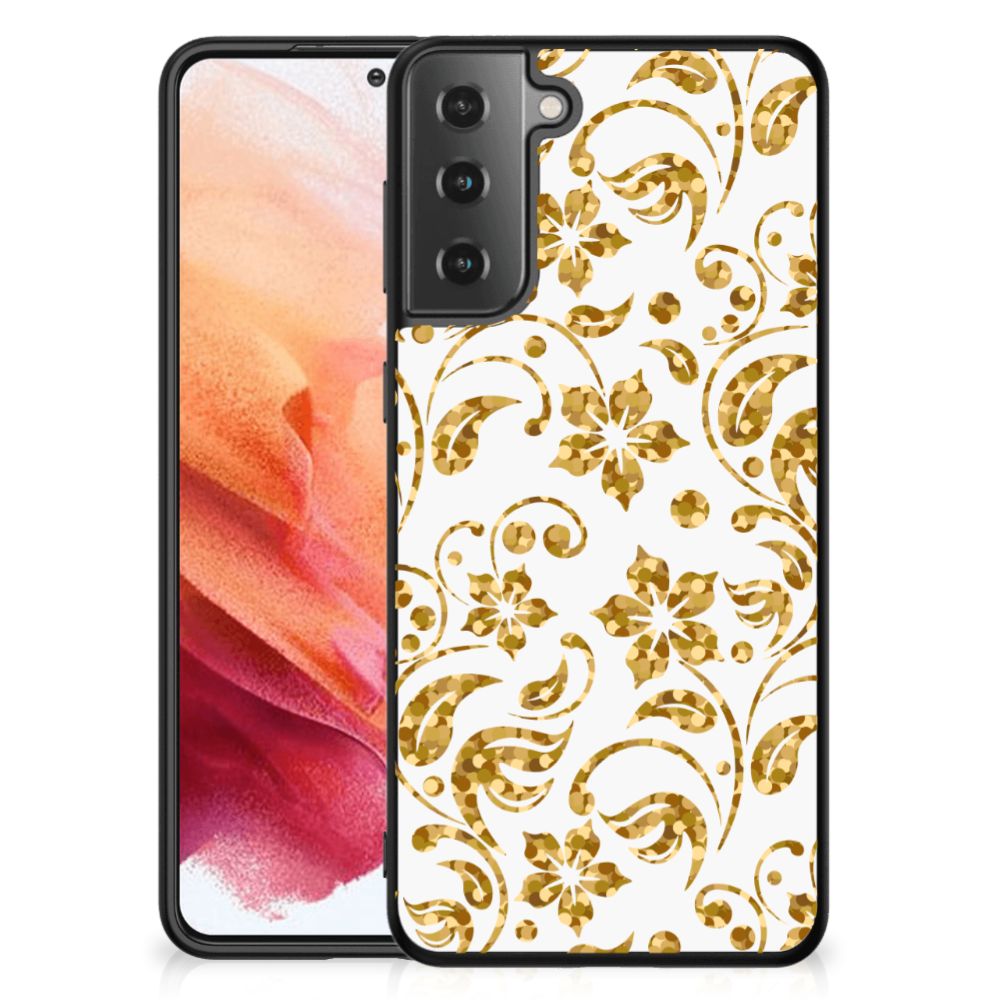 Samsung Galaxy S21 Bloemen Hoesje Gouden Bloemen