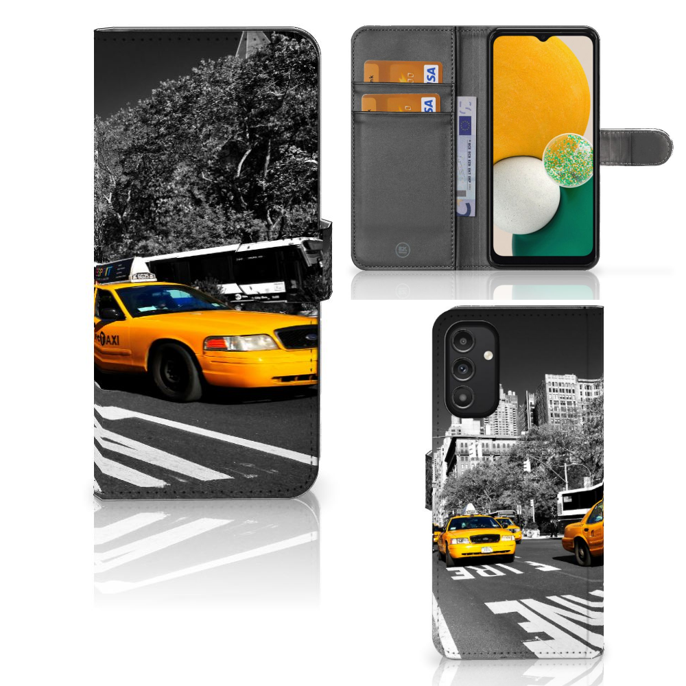 Samsung Galaxy A14 4G Flip Cover New York Taxi design hoesje met print van een New York taxi.