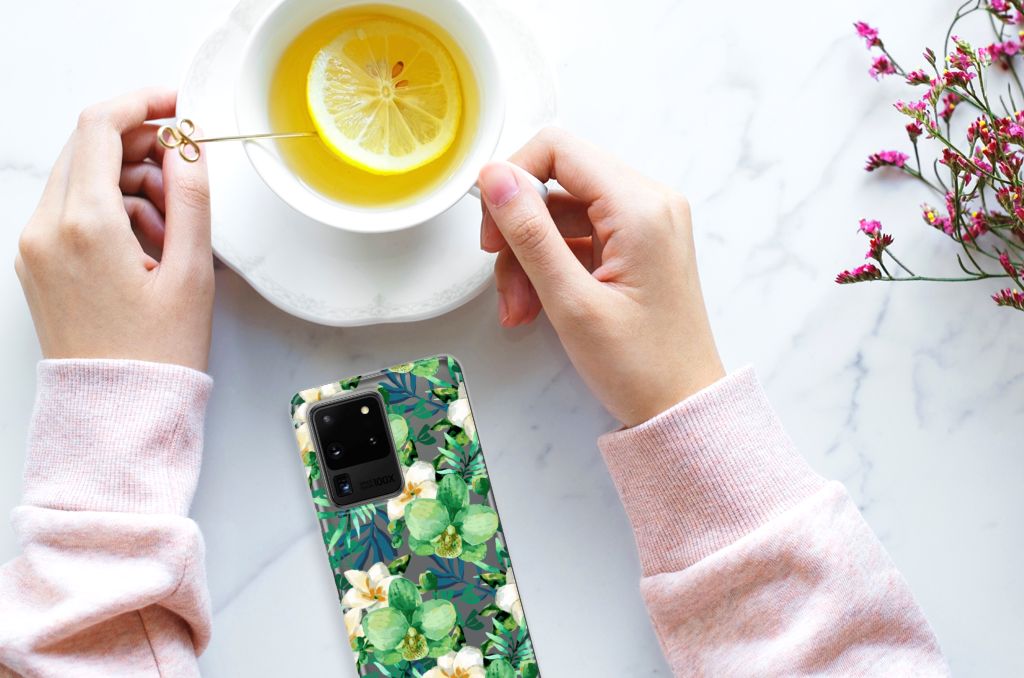 Samsung Galaxy S20 Ultra TPU Case Orchidee Groen B2C Telecom