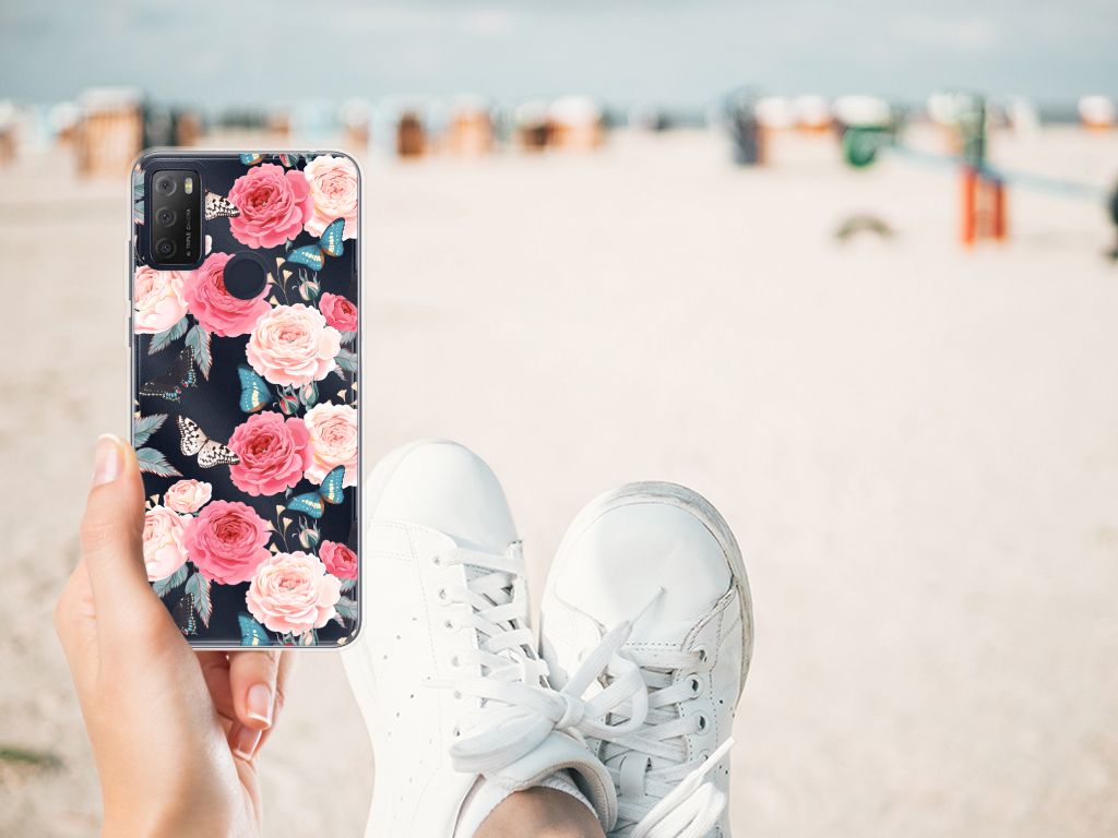 Alcatel 1S (2021) TPU Case Butterfly Roses B2C Telecom