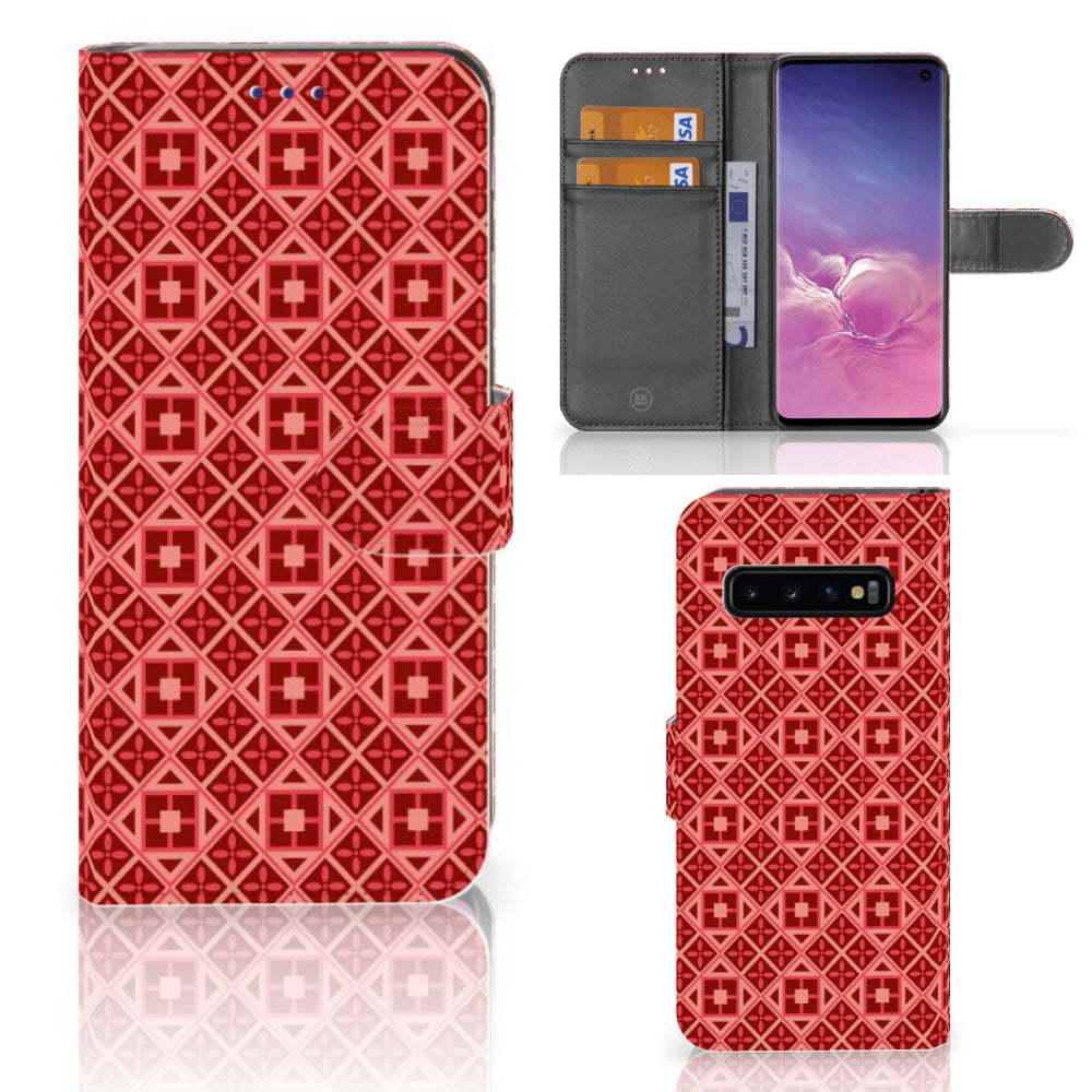 Samsung Galaxy S10 Telefoon Hoesje Batik Rood