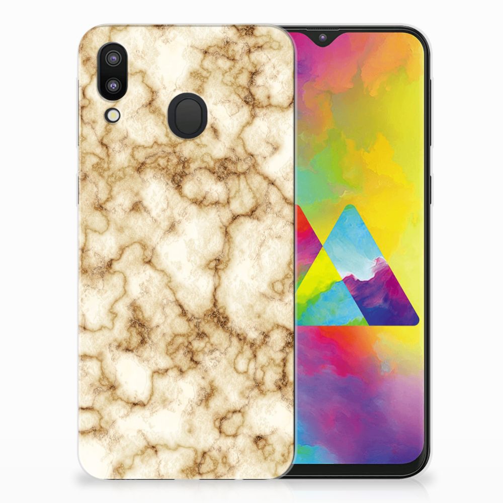 Samsung Galaxy M20 (Power) TPU Siliconen Hoesje Marmer Goud
