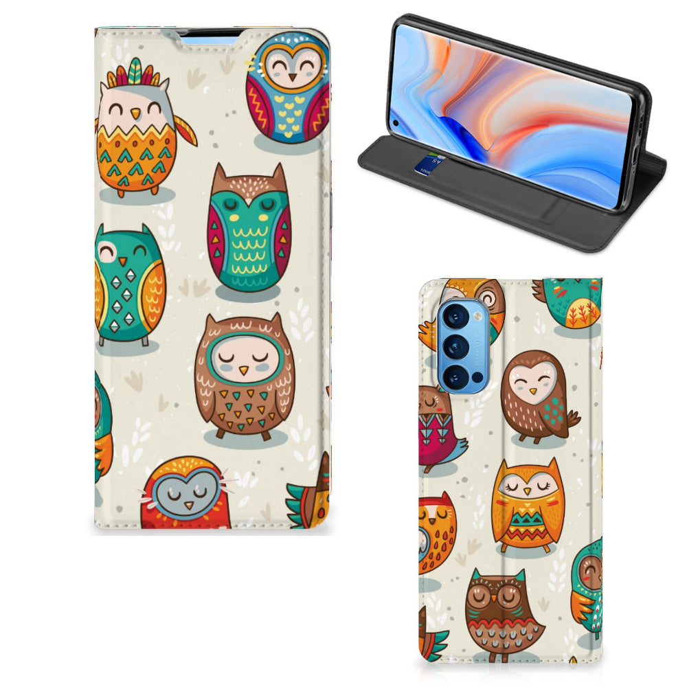 OPPO Reno4 Pro 5G Hoesje maken Vrolijke Uilen