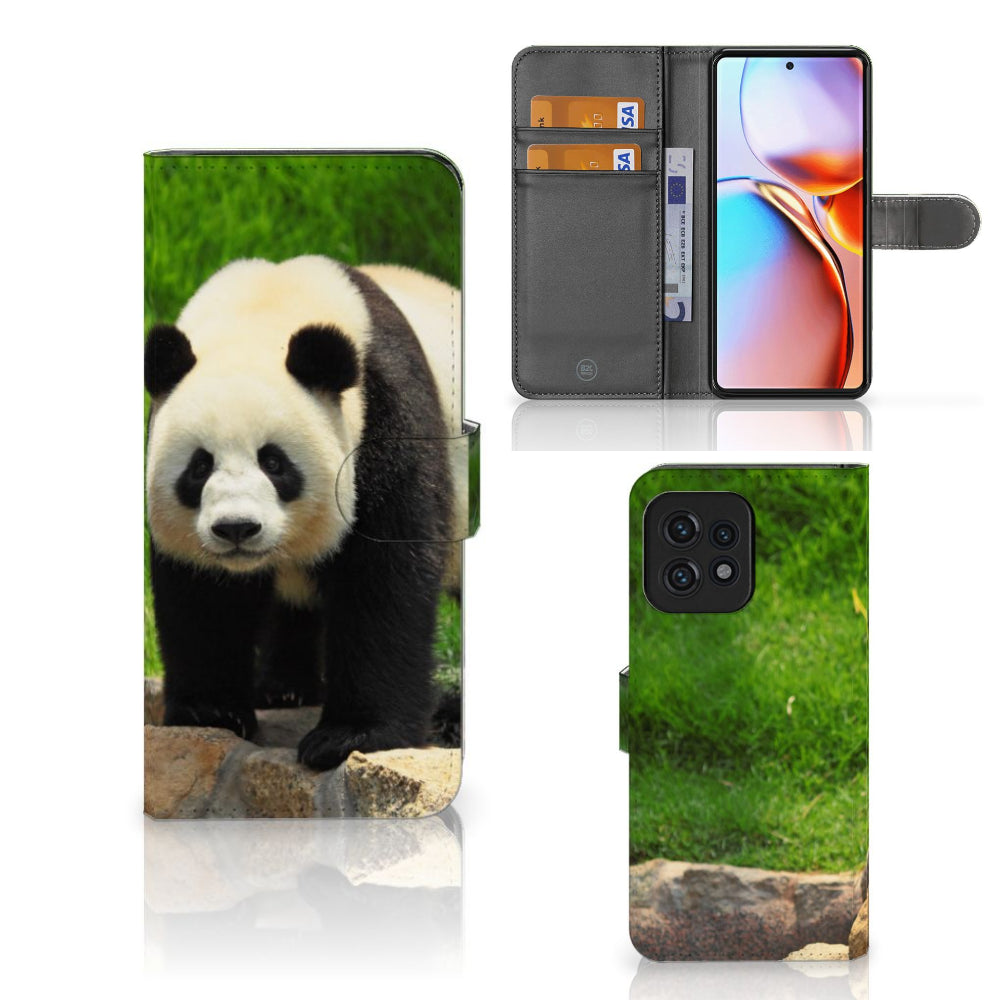 Motorola Edge 40 Pro Telefoonhoesje met Pasjes Panda