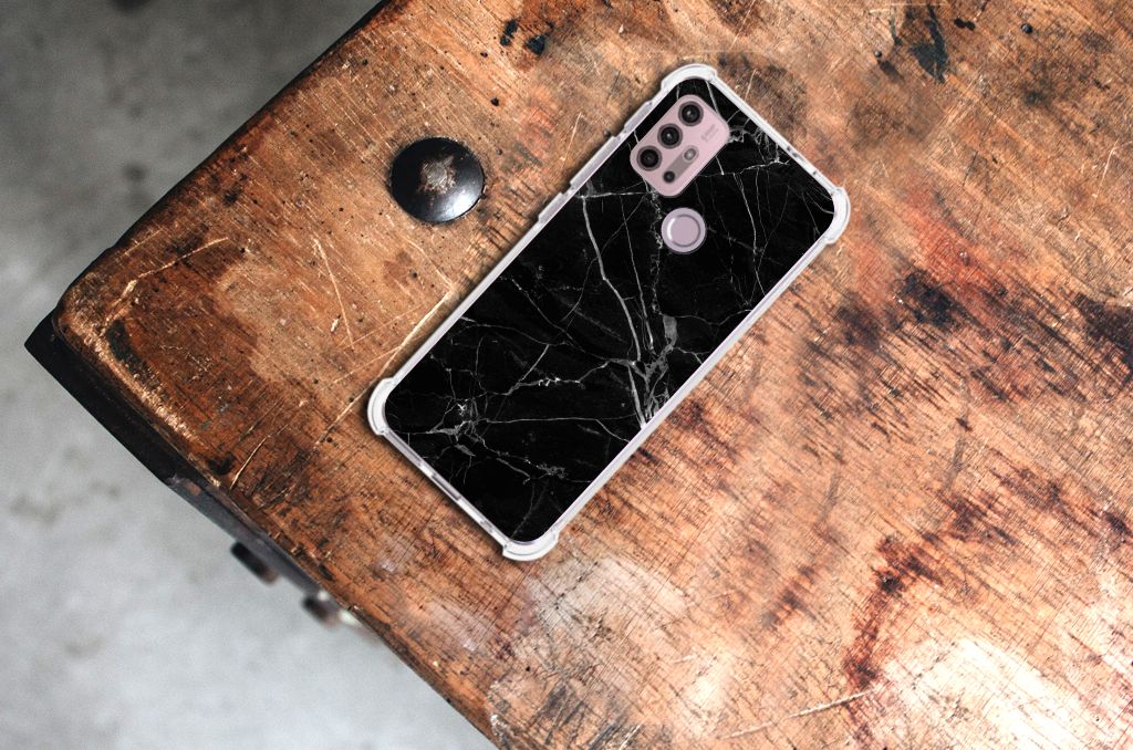 Motorola Moto G30 | G20 | G10 Anti-Shock Hoesje Marmer Zwart - Origineel Cadeau Vader B2C Telecom