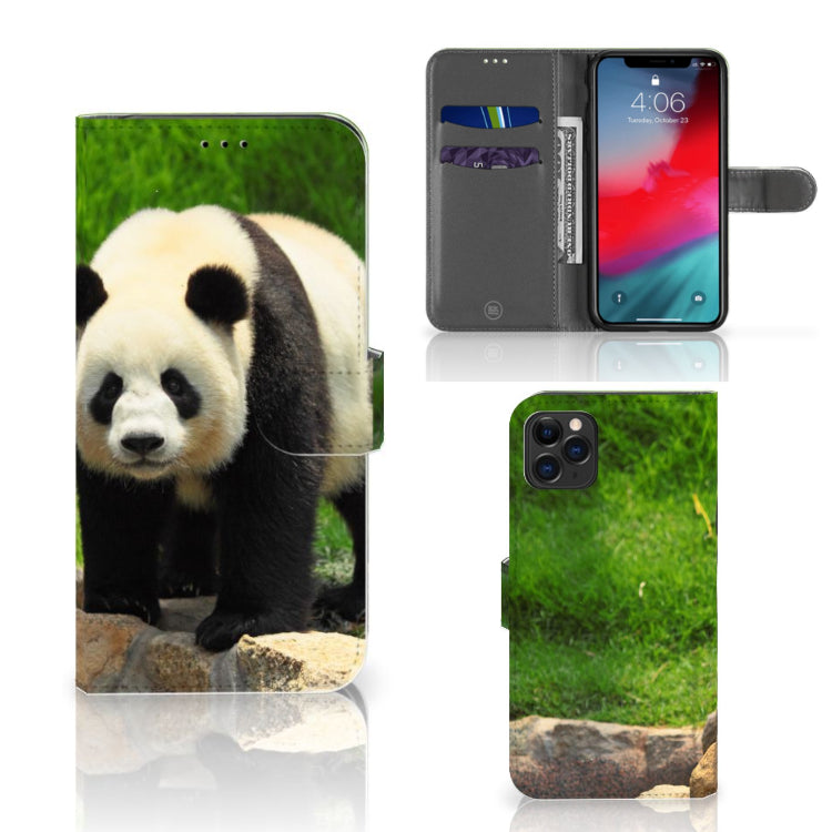 Apple iPhone 11 Pro Max Telefoonhoesje met Pasjes Panda