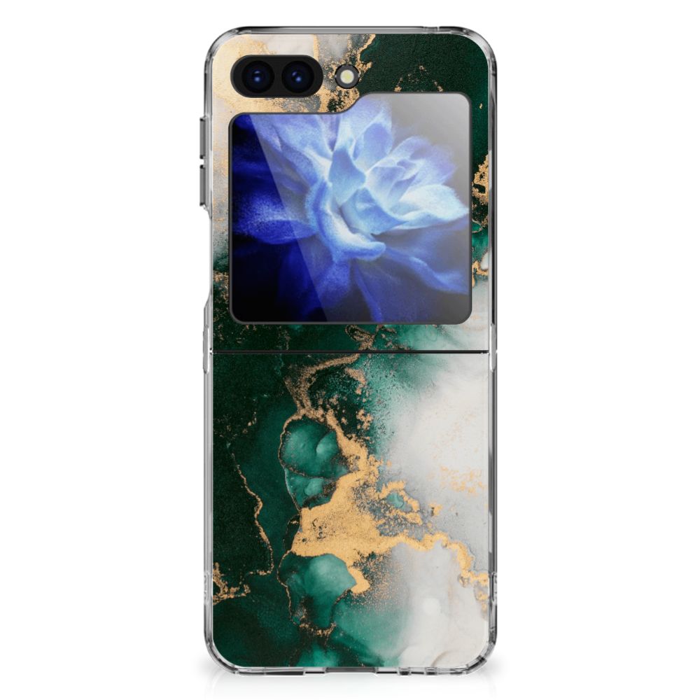TPU Siliconen Hoesje voor Samsung Galaxy Z Flip 6 Marmer Groen