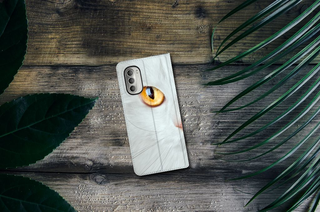 Motorola Moto G51 5G Hoesje maken Witte Kat - B2C Telecom