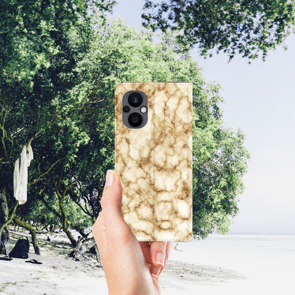OPPO Reno8 Lite Standcase Marmer Goud - B2C Telecom