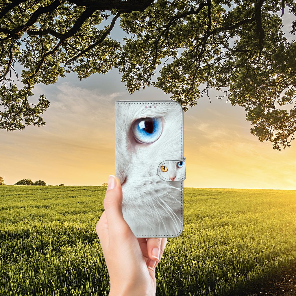 Xiaomi Redmi Note 11 Pro 5G/4G Telefoonhoesje met Pasjes Witte Kat